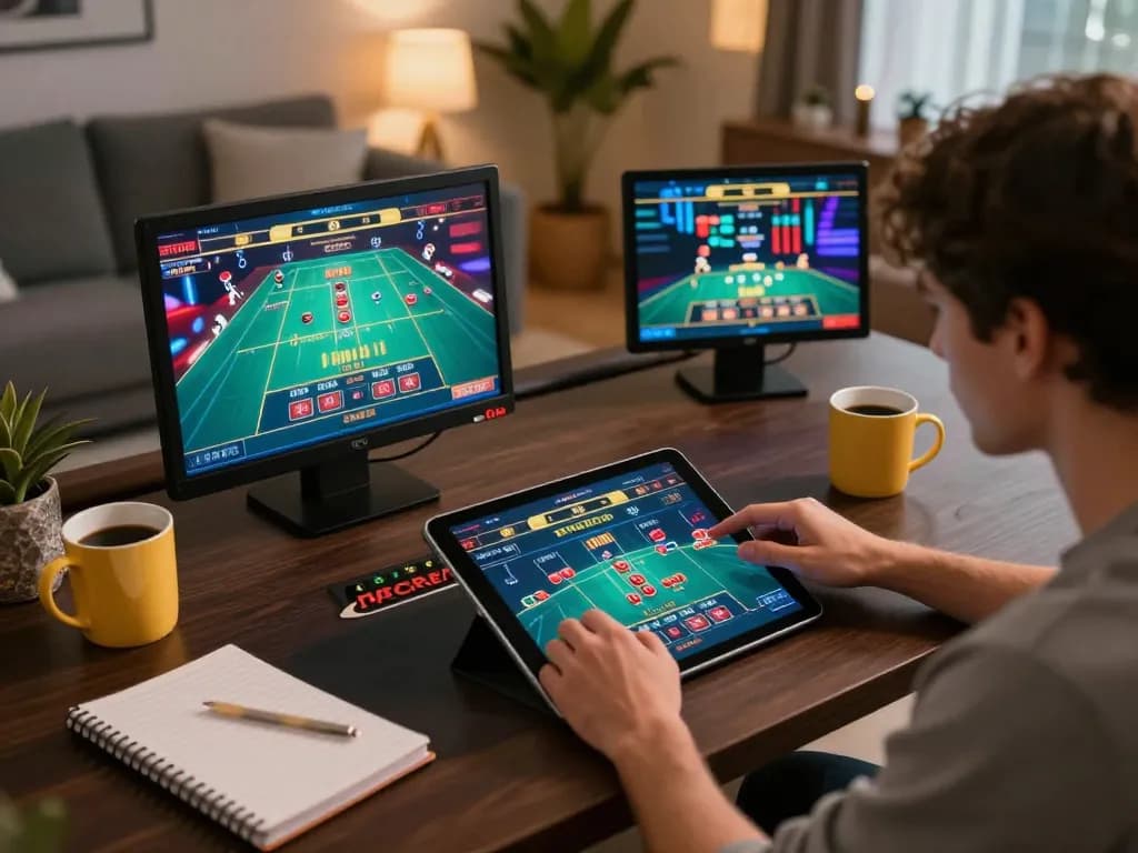 Engaging with hitclub casino games on a tablet in a cozy home setting.
