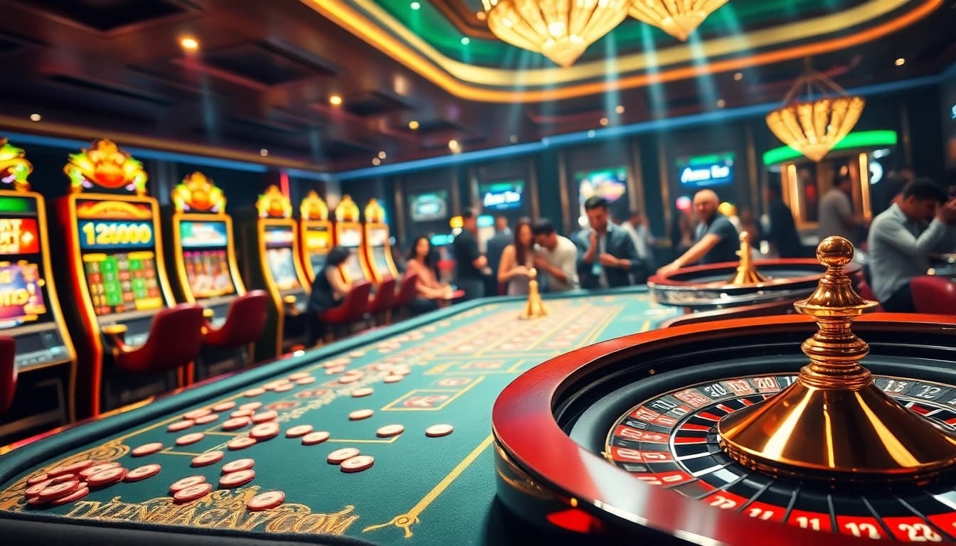Experience excitement at tylenhacai7.com with vibrant slot machines and poker tables.