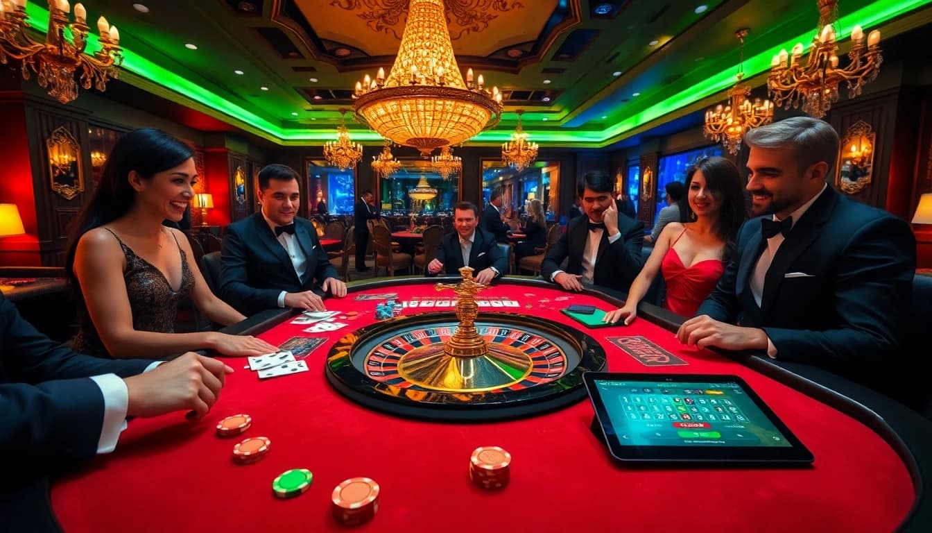 Players joyfully engaging at a roulette table, embodying the excitement of https://qq88.social/.