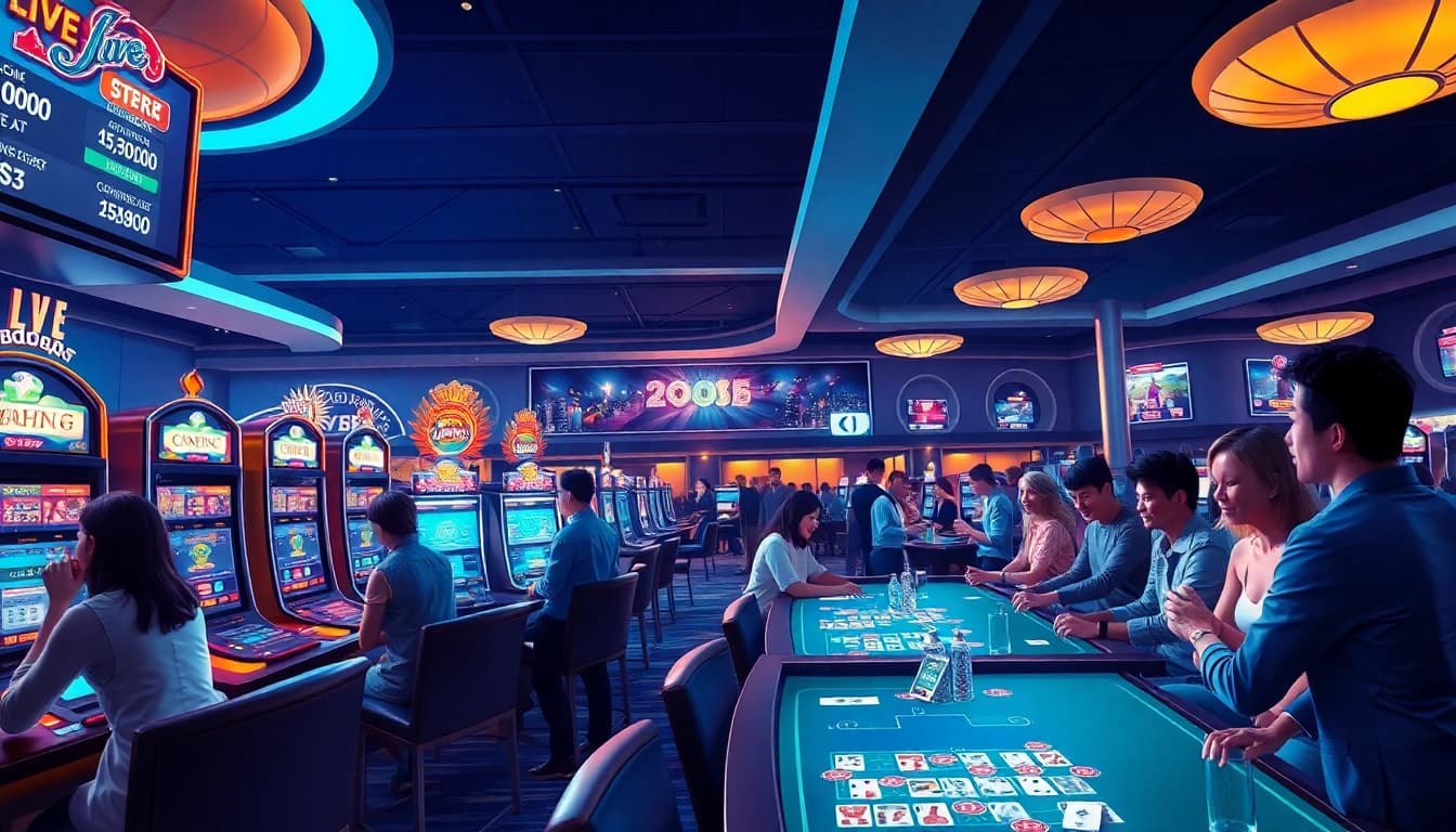 Experience the excitement of online betting at winvn88.live with diverse players engaging in casino games and sports betting.