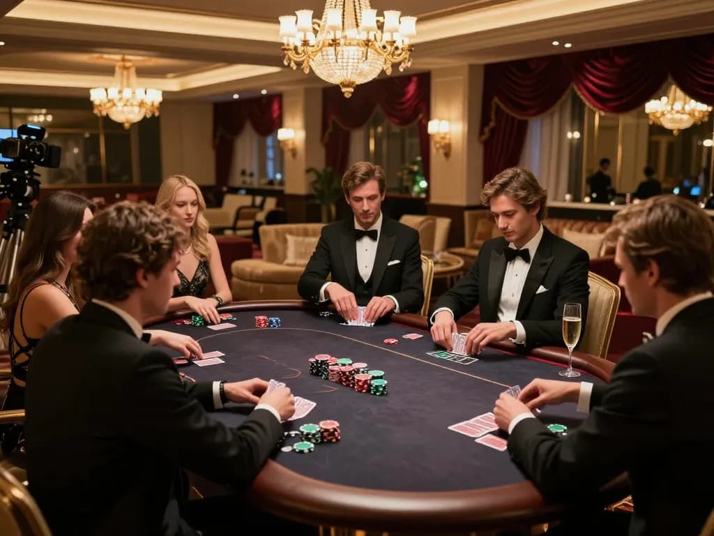Players enjoying intense poker action at 88คลับ VIP room with luxury decor and warm ambiance