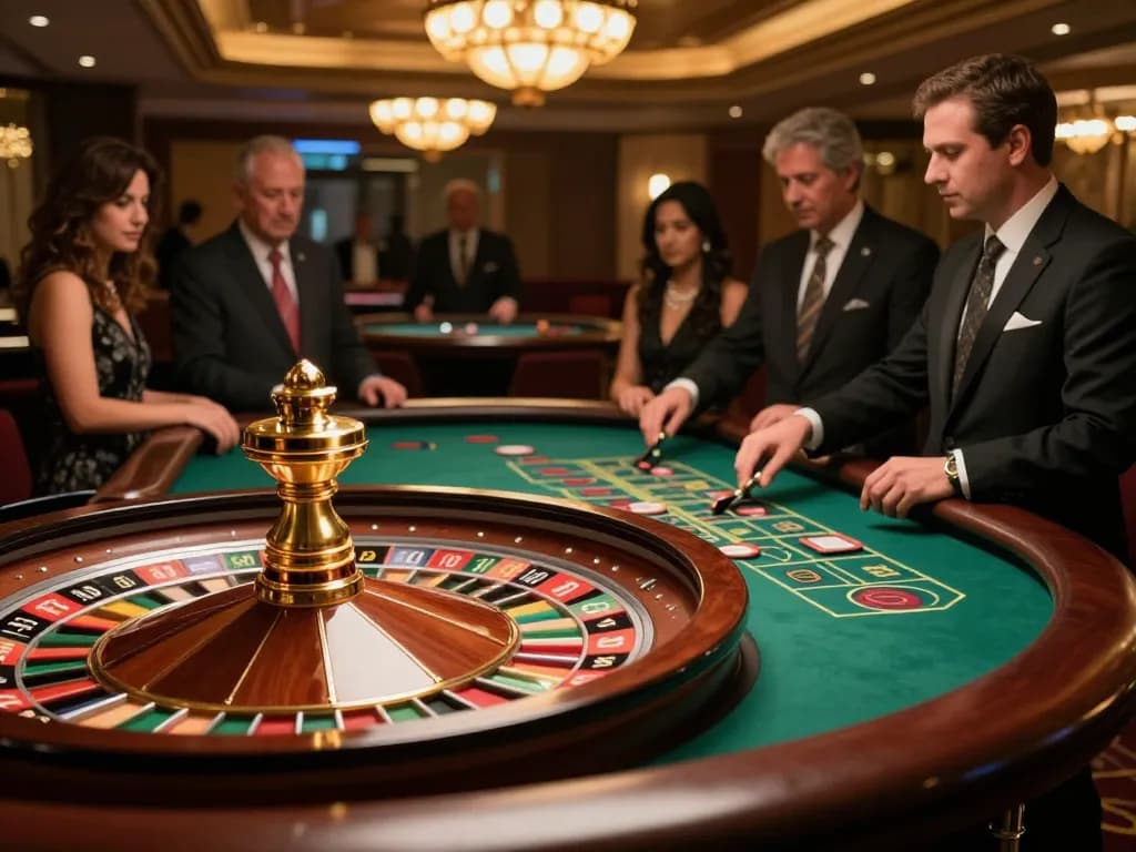 Experience the thrill of km777 roulette gameplay with vibrant casino ambiance and engaged players.