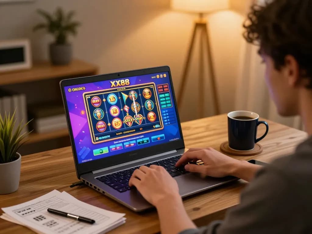 Experience vivid gameplay at XX88 online casino with a player engaged in vibrant gaming.