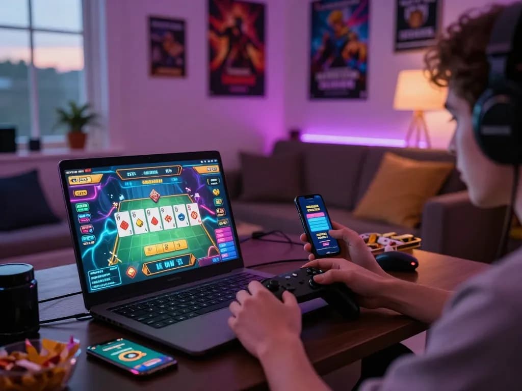 Engaging bomwin online gaming session with vibrant graphics and cozy setup.
