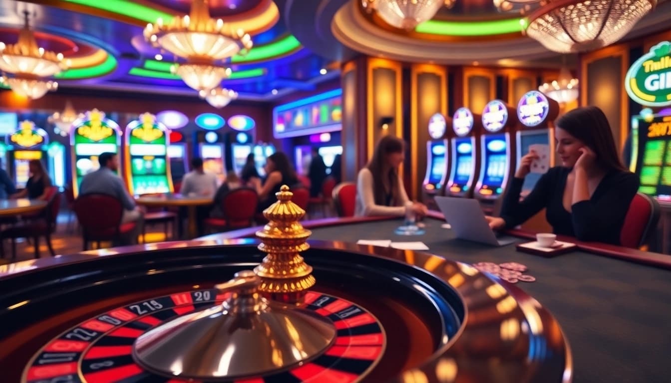 Join the thrill of gaming at https://rr999.net/ featuring dynamic casino elements like roulette wheels and slots.