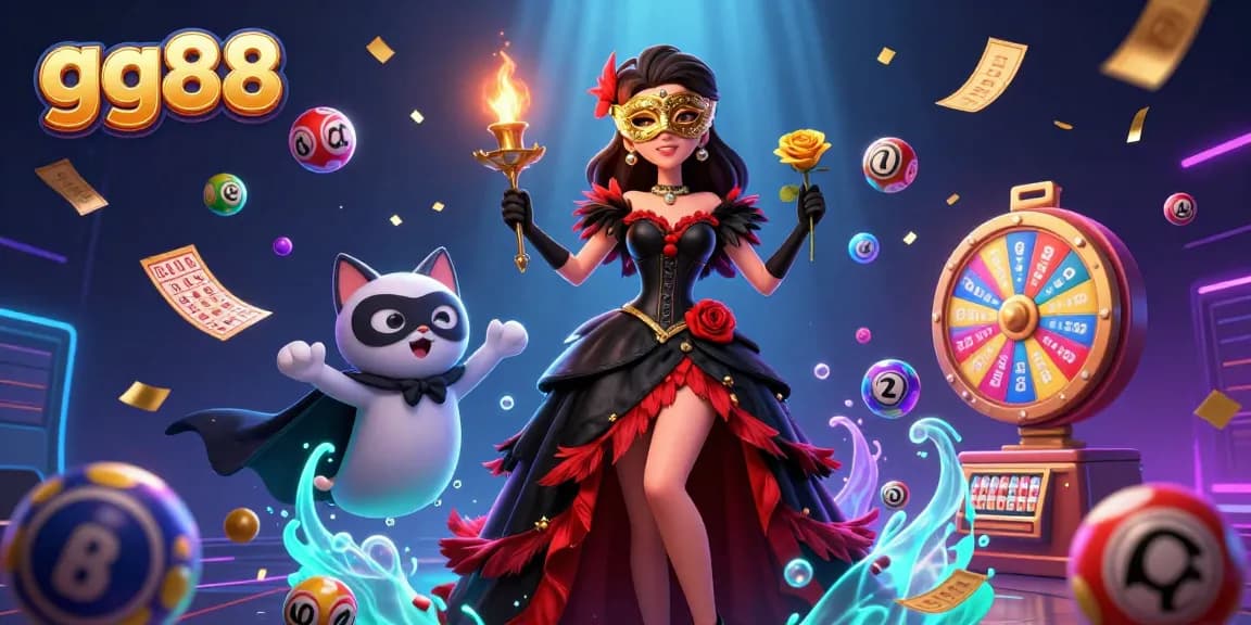 Experience the thrill of gg88 with lively lottery balls and a stunning casino scene full of action.