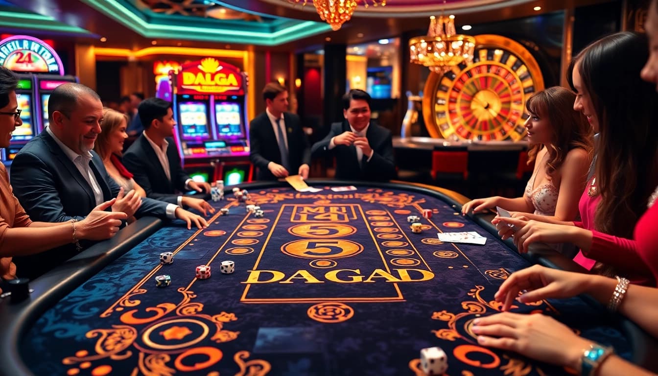 DAGA players engaging in an exciting gambling experience at a refined casino table.