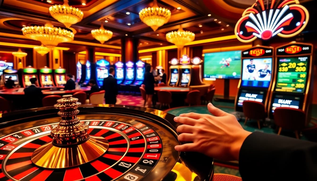 Engaging casino scene showcasing roulette and blackjack gameplay at https://dagaz.com.co/ with vibrant lighting and excitement.