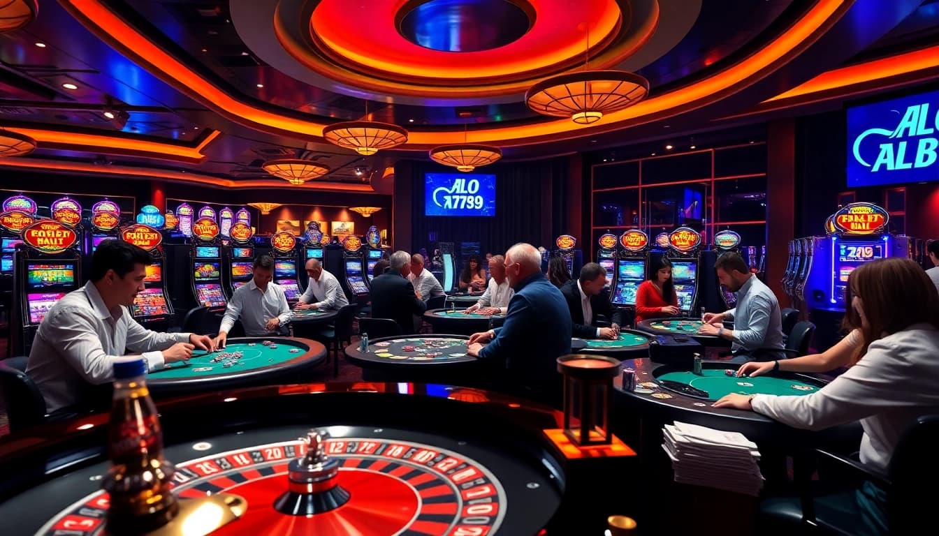 Alo 789 players enjoying a thrilling casino experience with roulette and poker games.