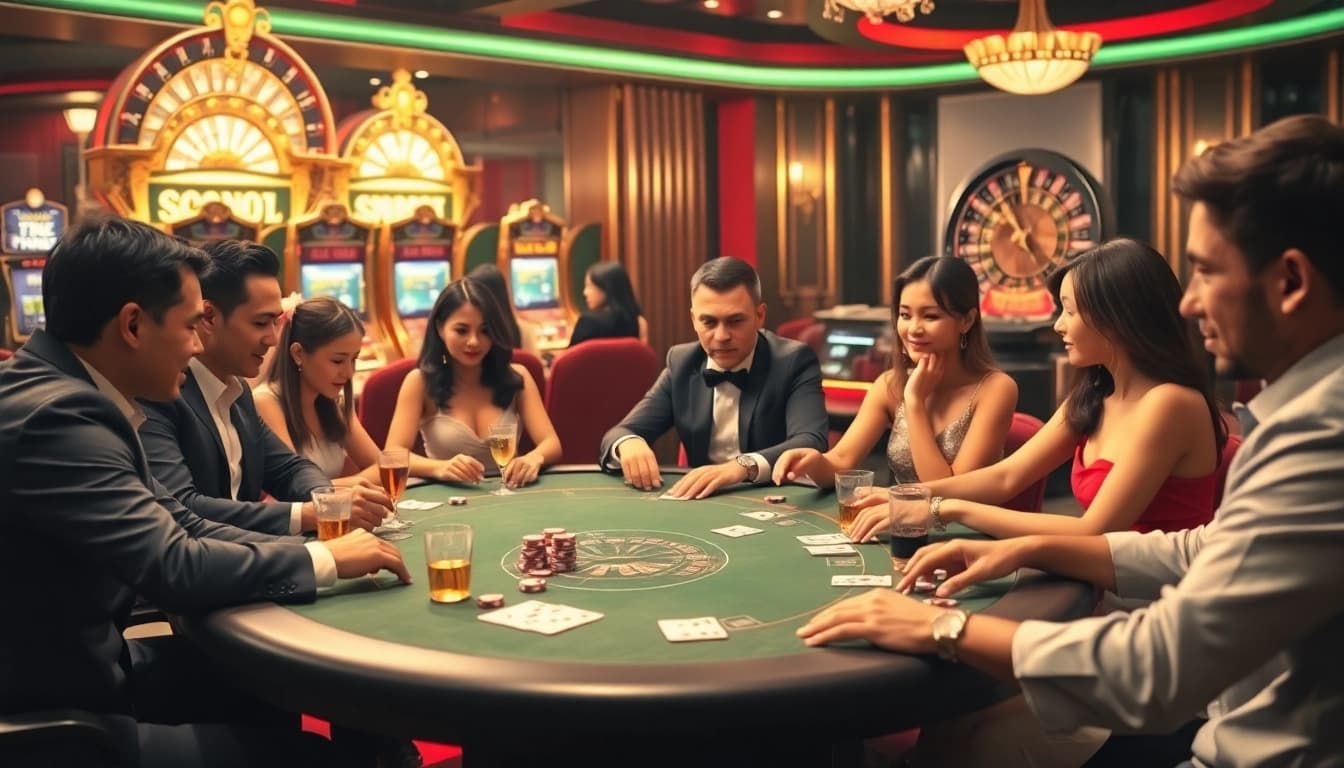 Players enjoy a thrilling poker game at 58WIN, a top gambling destination.