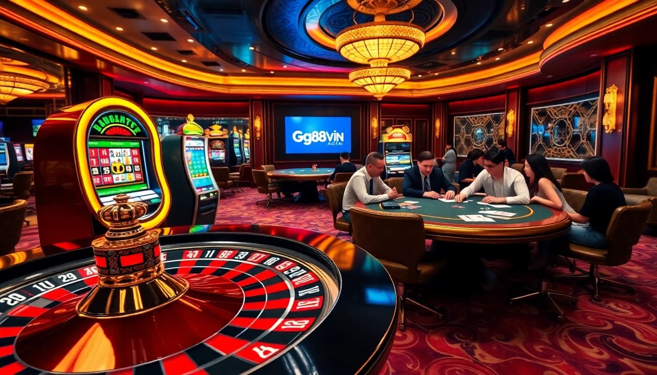 Experience the thrill of casino gaming at https://gg88vn.asia/ with roulette wheels, slot machines, and focused players.