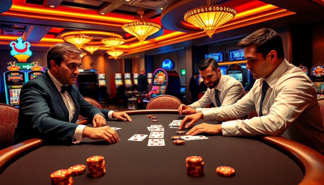 Experience high-stakes poker gameplay at tg88 with vibrant cards and luxurious casino ambiance.