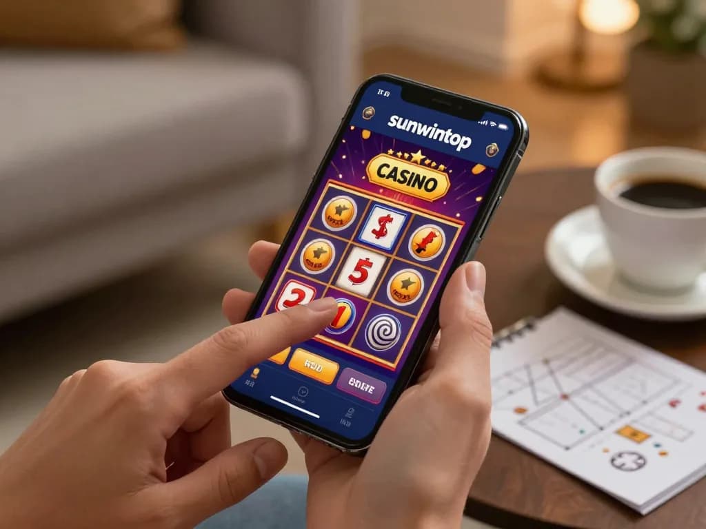 Engaging moment of placing a bet on the sunwintop app during online gaming session at home