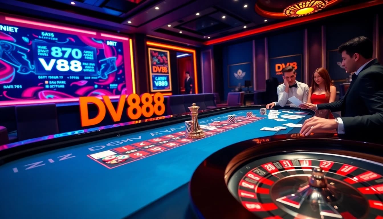 Engaging gameplay at DV88 with vibrant roulette and poker elements.