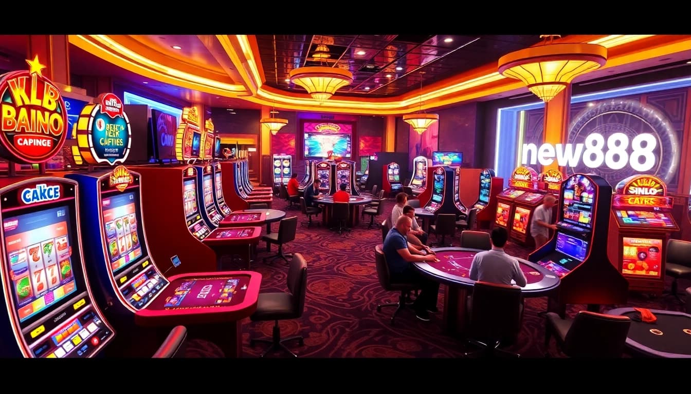 Exciting online casino scene featuring new888 with colorful games and vibrant atmosphere
