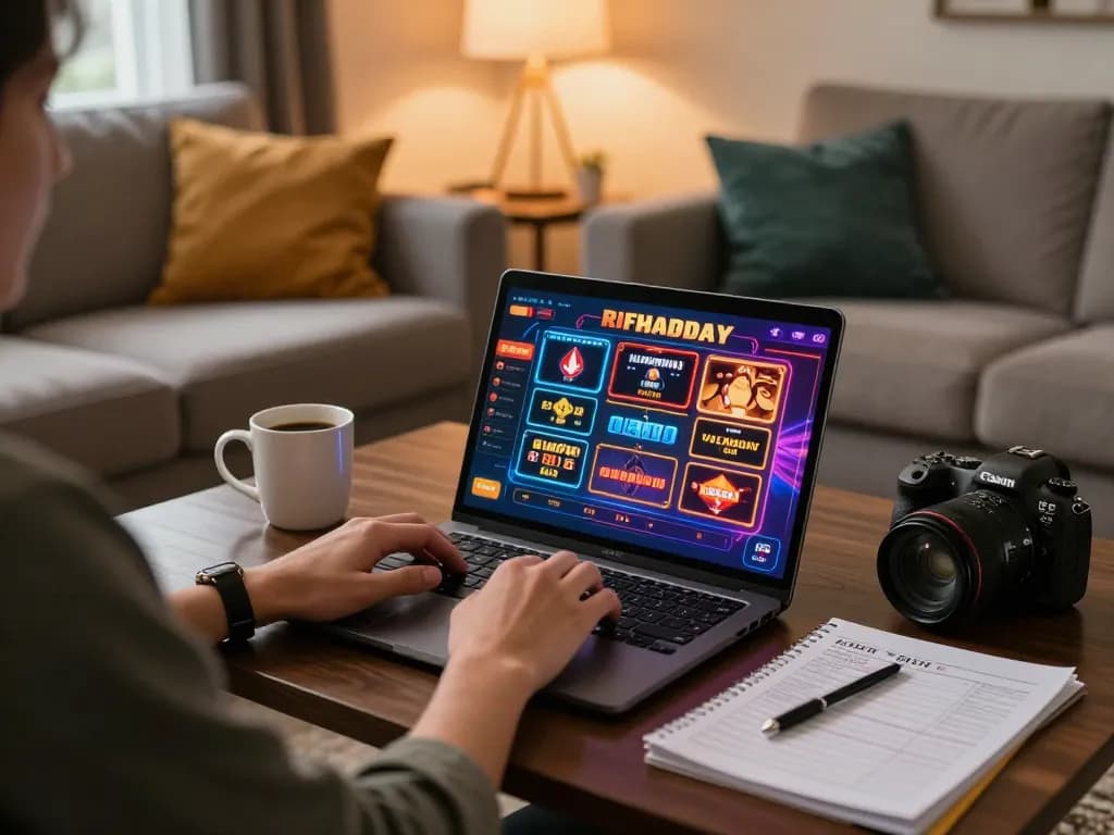 Engaged player exploring the top game bài đổi thưởng online with vibrant screen interface and strategy notes