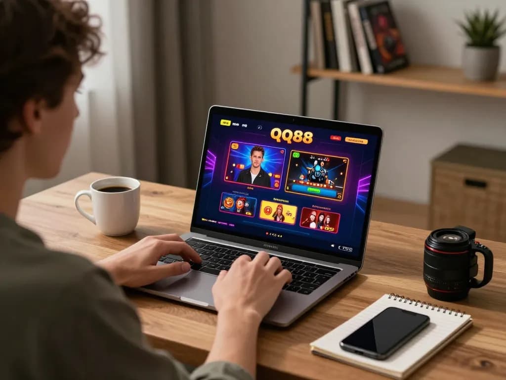 Engaging in qq88 online gaming with vibrant live dealer interface and strategic betting notes