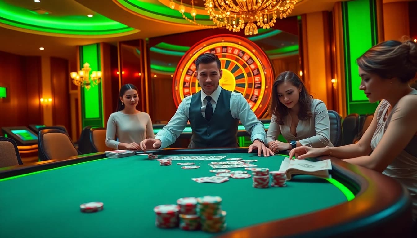 Experience the thrill of winning with https://f168.sarl/ in this luxury casino setting featuring poker and roulette.