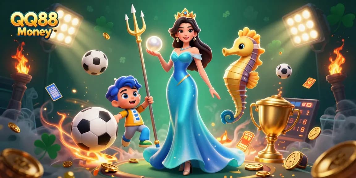Engage with QQ88 Money for thrilling sports betting action featuring vibrant 3D illustration