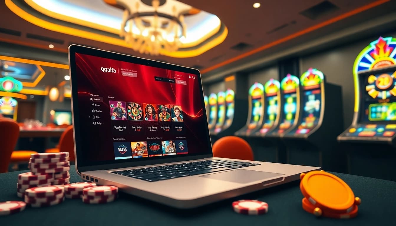 Experience the excitement of qqalfa with vibrant casino visuals featuring poker chips and a roulette wheel.