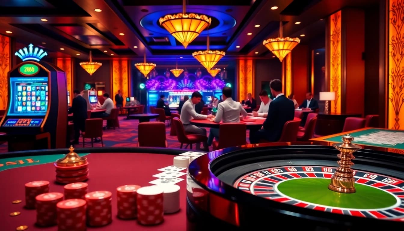 Engaging gameplay atmosphere at https://mm88.agency/ casino featuring vibrant tables and players.