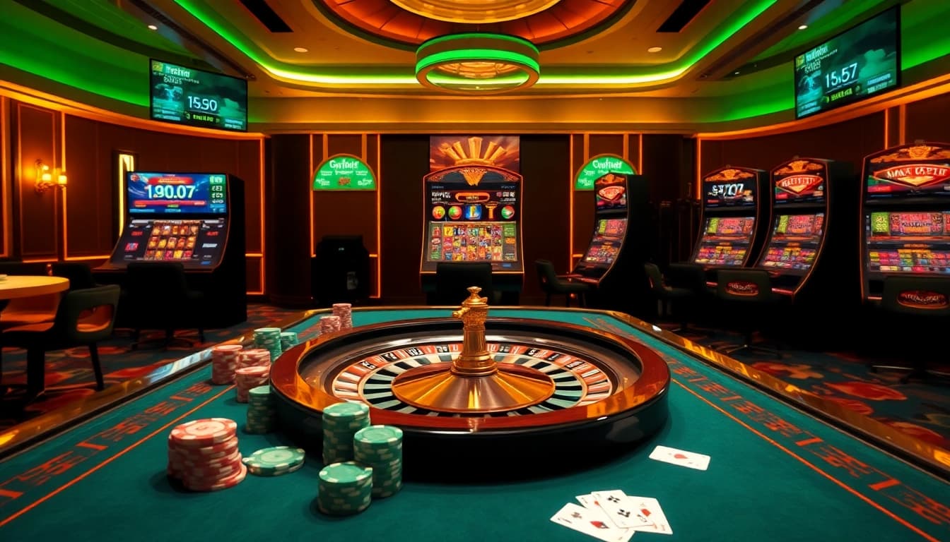 Experience thrilling gaming action at typhu88 with vibrant casino visuals and dynamic betting elements.