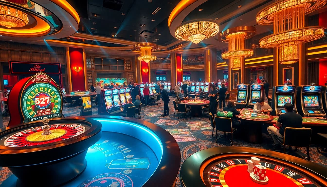 Cổng game Hitclub showcases an exciting casino atmosphere with vibrant games like slots, roulette, and poker.