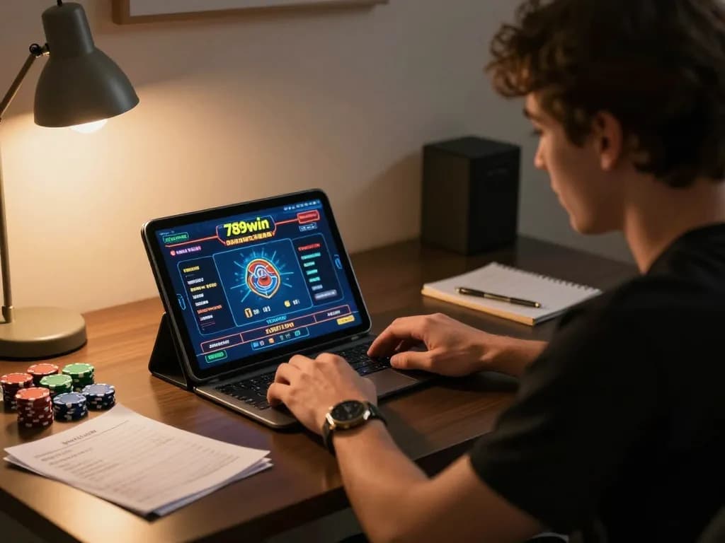 Engage in online gaming with link vào 789win displayed on tablet, showcasing vibrant casino interface.
