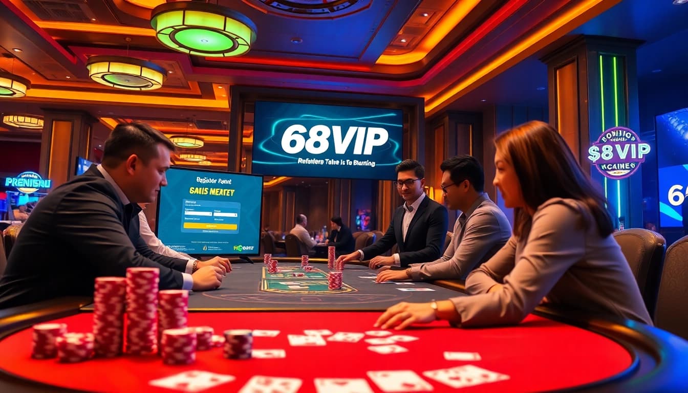 Register successfully at Đăng Ký Nhà Cái 68VIP with vibrant casino gaming elements.