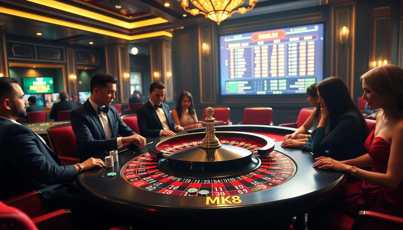 Gambling with MK8-themed roulette in a luxury casino environment, poker chips in action.