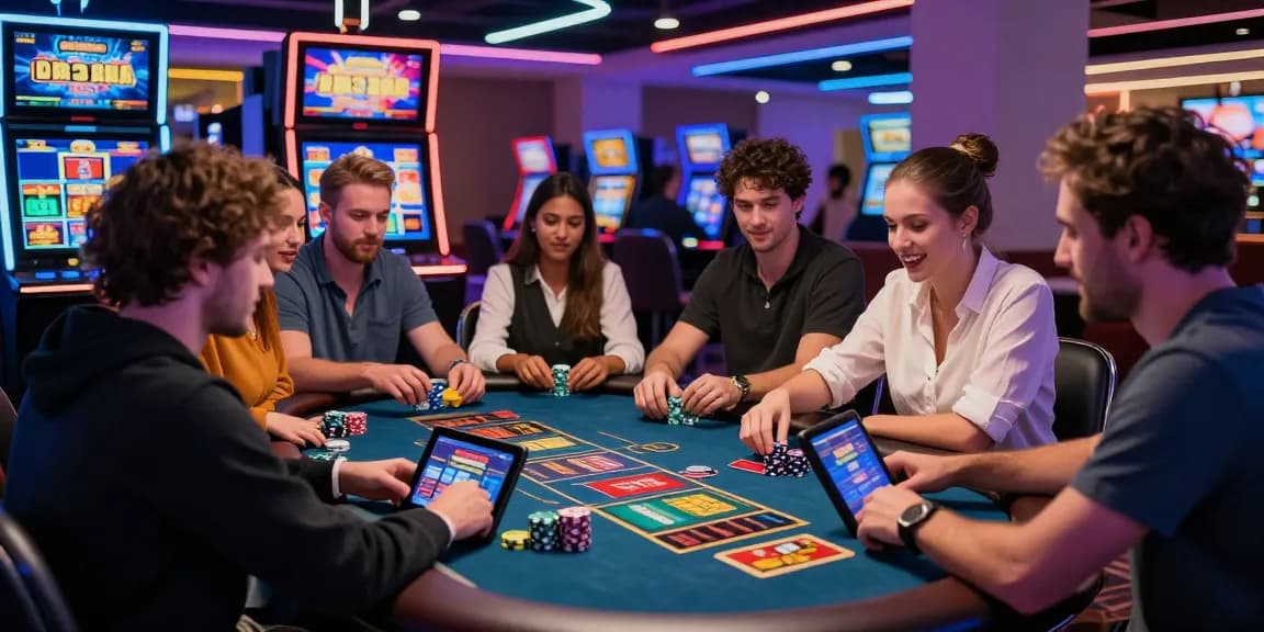 Dynamic scene at credit card casinos showcasing players enjoying games, highlighting the appeal of https://jumpspace.org.uk.