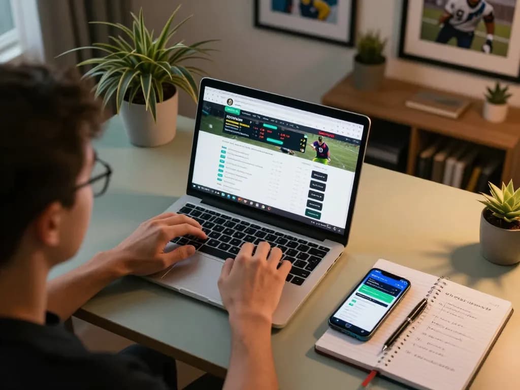 Engaging player using XX88 betting app on laptop for sports gambling strategies