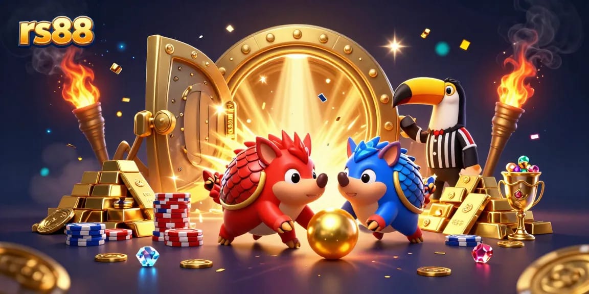 Experience the excitement of rs88 as rival pangolins bowl through casino chips in a vibrant 3D scene.
