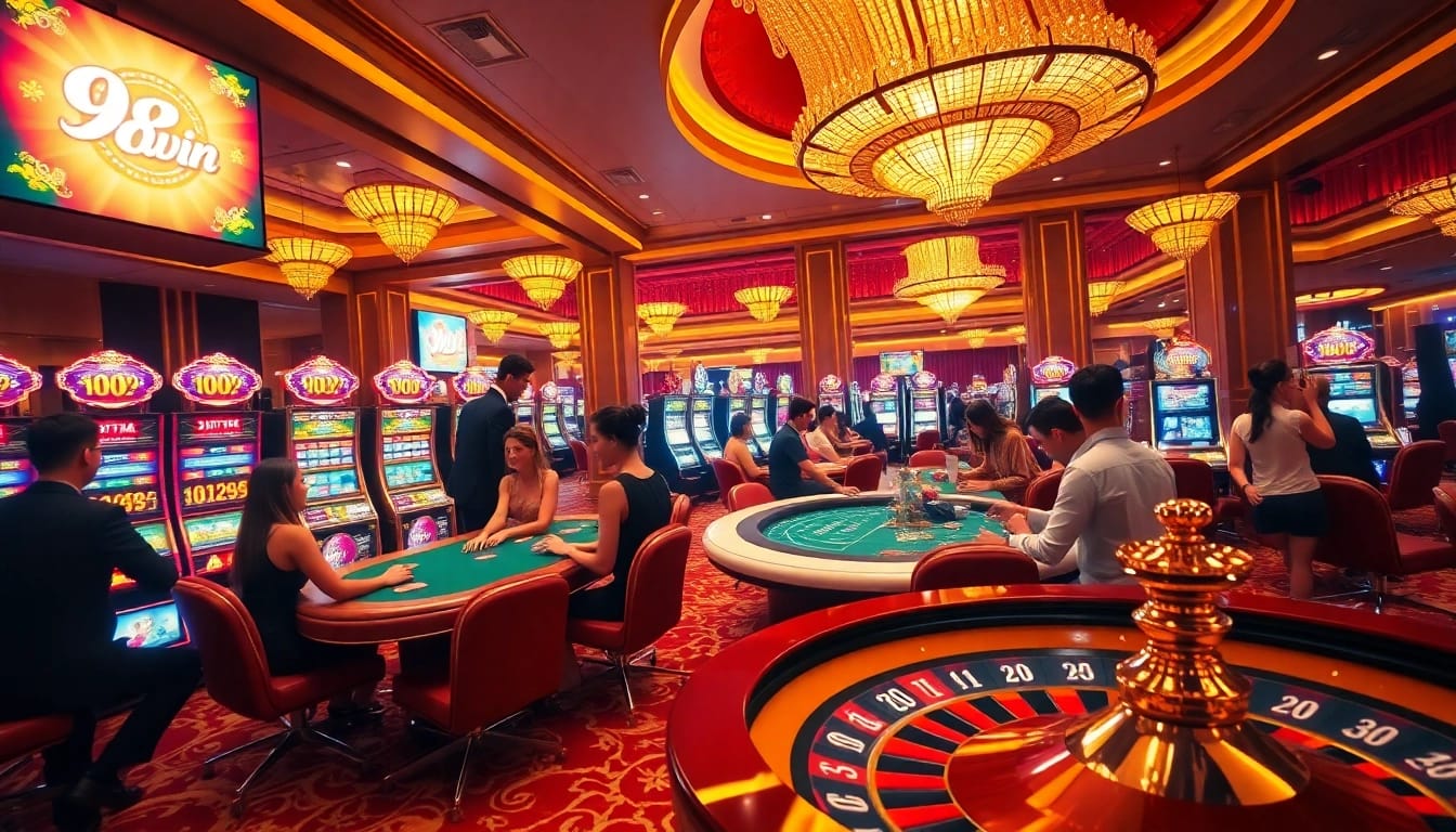 Players enjoying the thrill of high-stakes games at the luxurious 98win casino table.