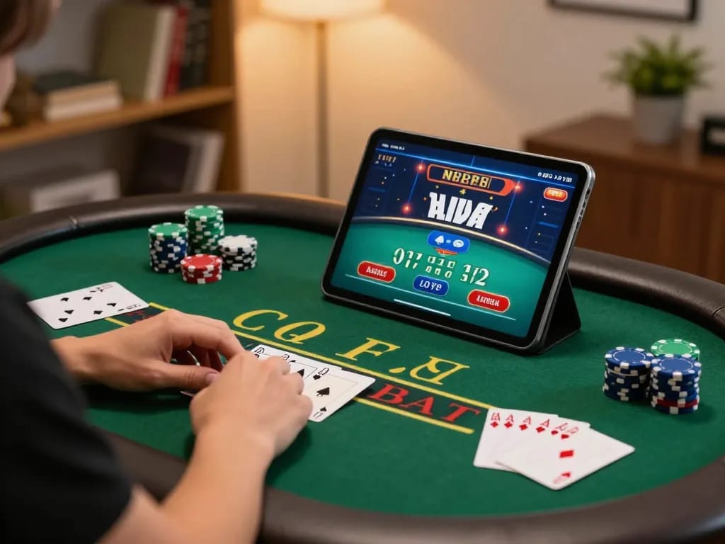 Experience sunwin's engaging blackjack gameplay on a tablet with a cozy atmosphere