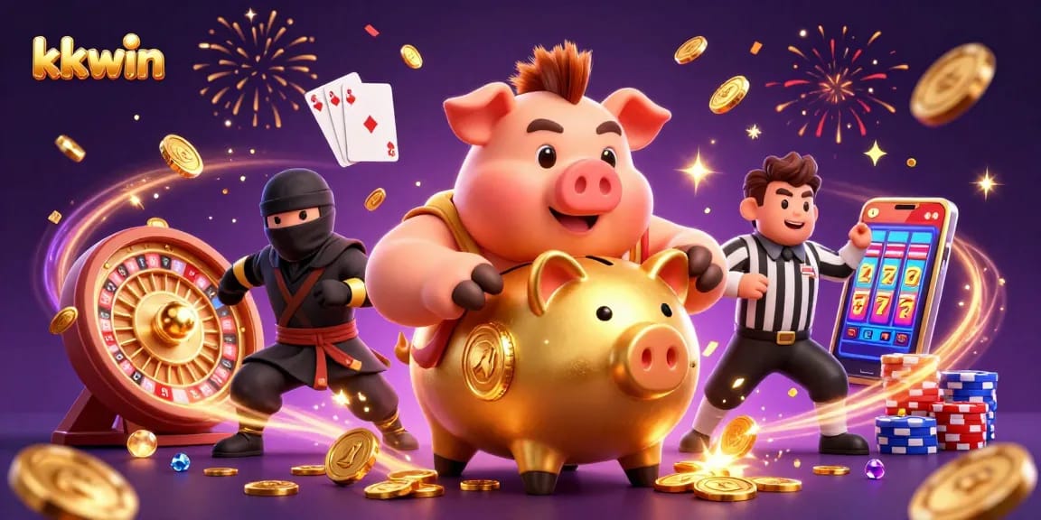 Experience exciting wins at kkwin with animated characters celebrating in a vibrant casino scene.