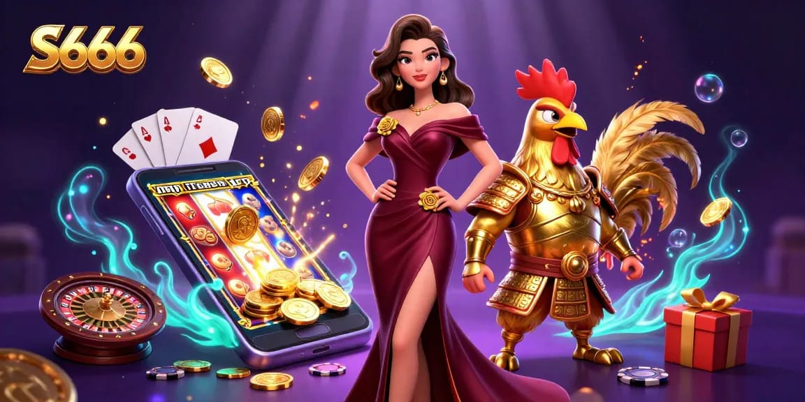 Experience thrilling gaming action at S666 with glamorous characters and rich casino elements.
