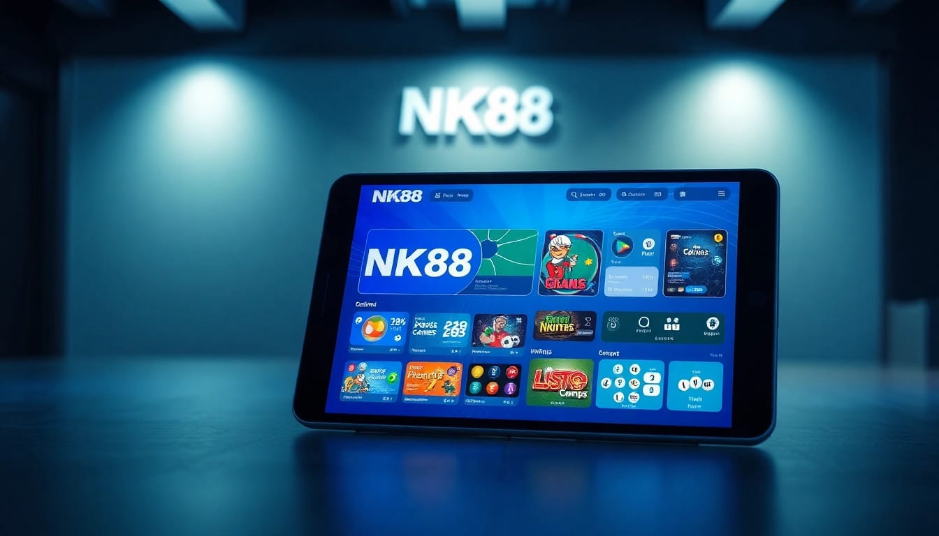 NK88 online gaming interface displayed on smartphone and tablet, showcasing exciting gaming options.