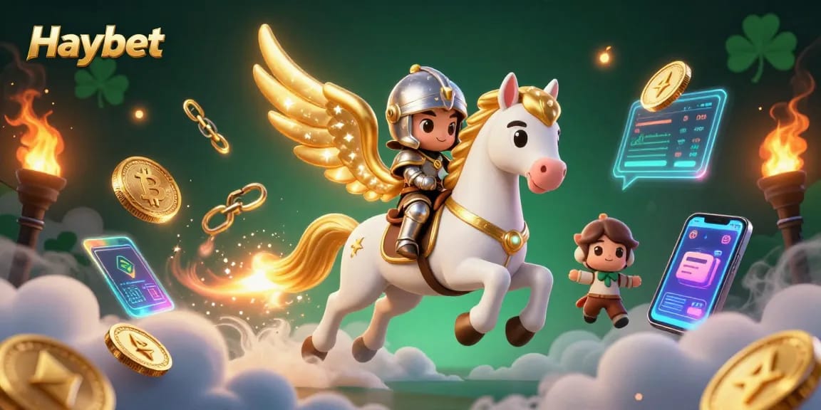 Haybet offers exciting winning strategies with a 3D cosmic casino scene featuring a celestial horse.