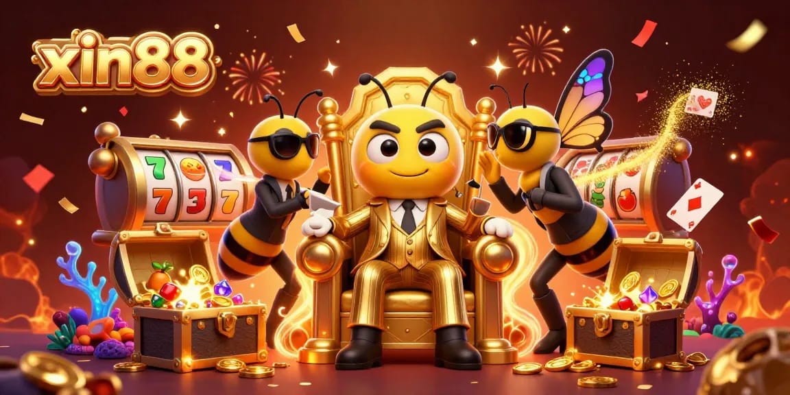 Experience thrilling winnings with xin88 in a vibrant casino scene featuring fun games and characters.