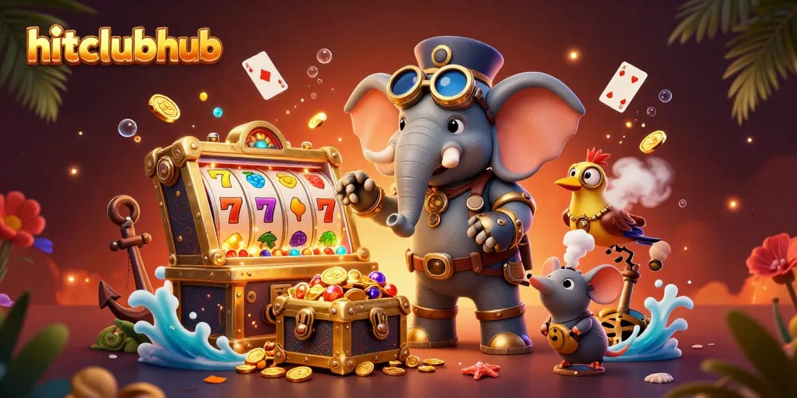Spin the reels at hitclubhub with a vibrant steampunk elephant slot machine experience.