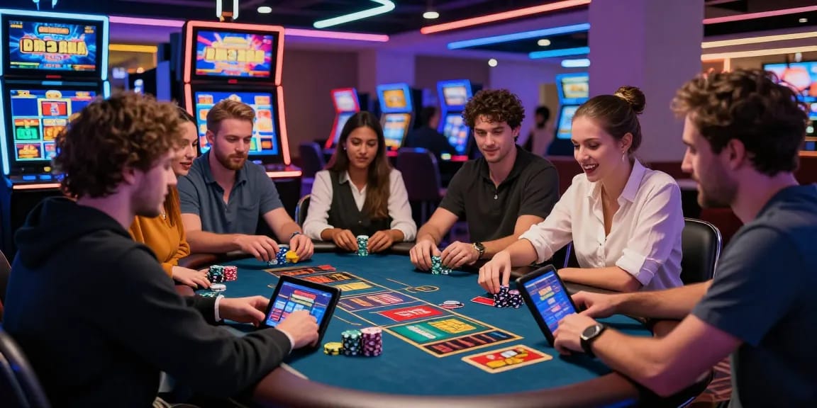 Dynamic scene at credit card casinos showcasing players enjoying games, highlighting the appeal of https://jumpspace.org.uk.