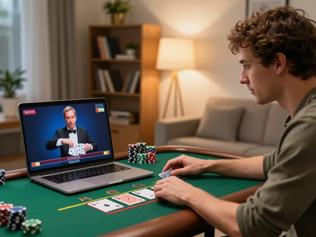 Player engaging in live dealer games reflecting the professionalism of the tập đoàn ATQ, showcasing an immersive online casino experience.