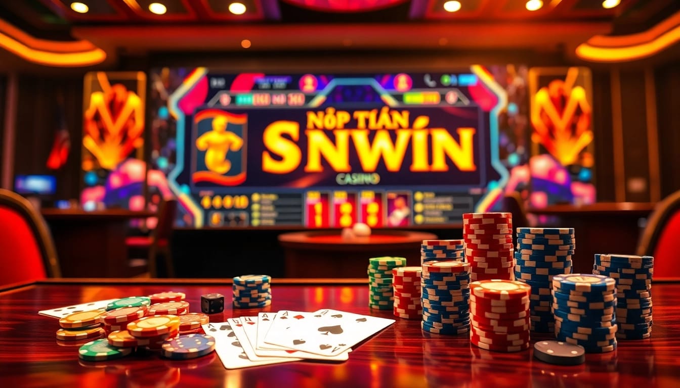 Nạp tiền Sunwin for online casino gaming with vibrant poker chips and digital interface