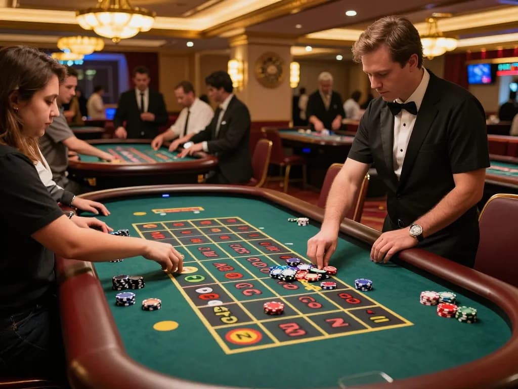Players engaging at the roulette table in SV368 casino, showcasing excitement and strategic gameplay.
