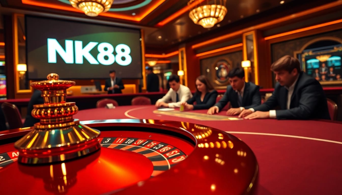 Experience the thrill of the NK88 casino with vibrant poker and roulette games.