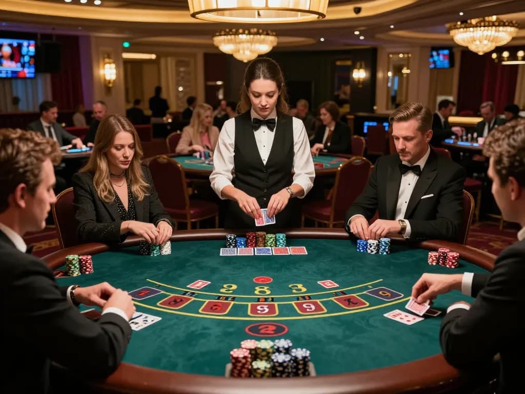 Baccarat players engaging at F168's luxurious gaming table, showcasing excitement and strategy.