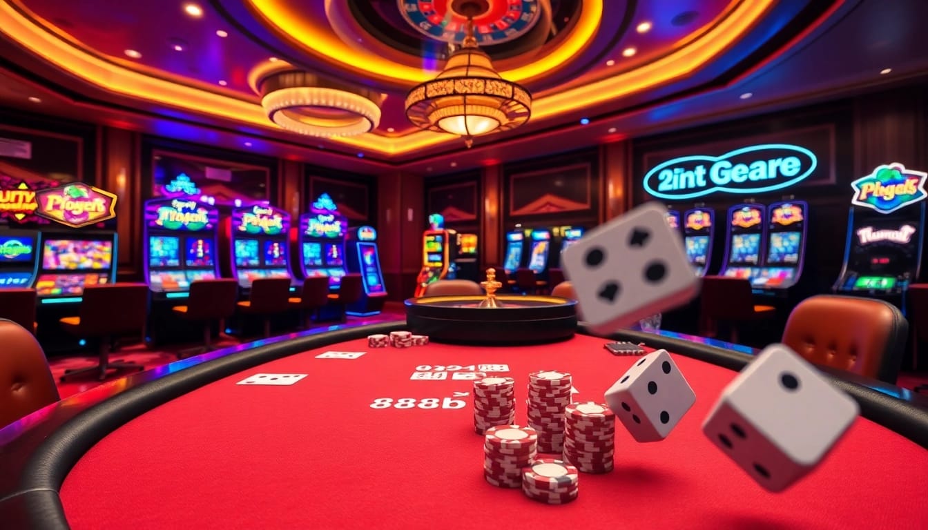 Players enjoying their luck at 888b casino tables with vibrant games and atmosphere.