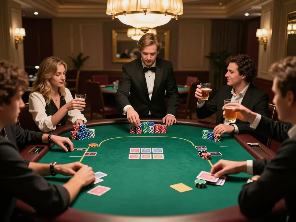 Experience the thrill of a poker game at 789 WIN with engaging players and vibrant chips on the table