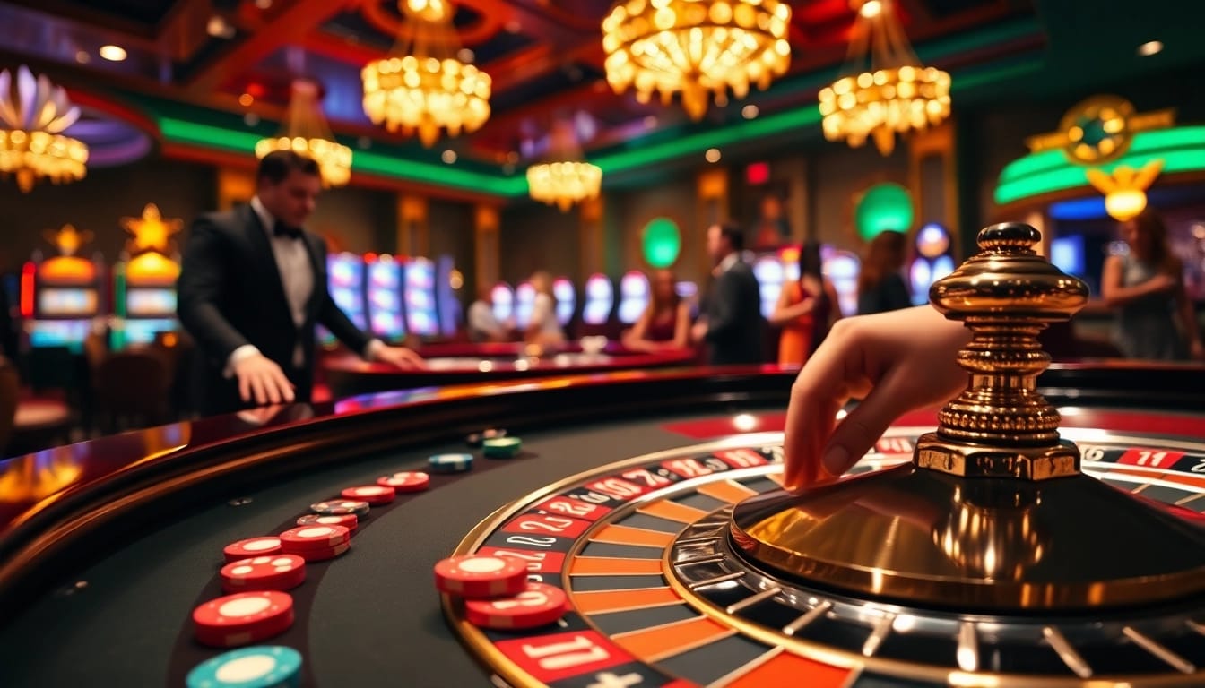 Excitement builds at https://rr9988.net/ with players betting at a luxurious casino roulette table.